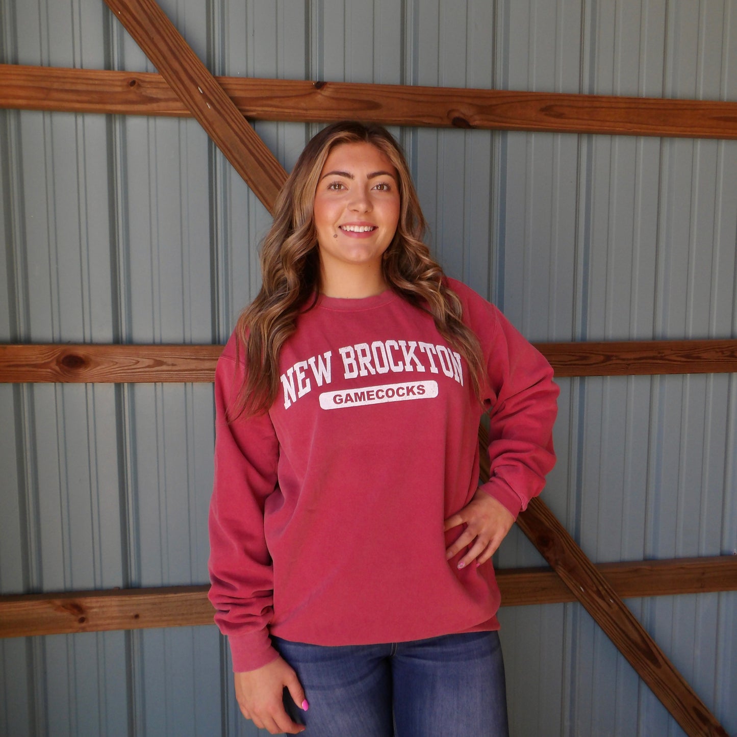 New Brockton Gamecocks Crimson Crewneck