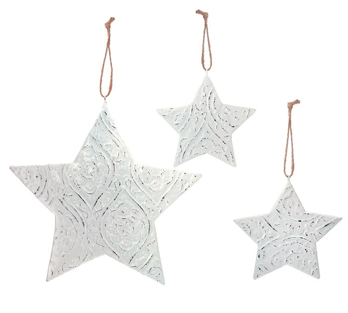 Tin White Star Ornament