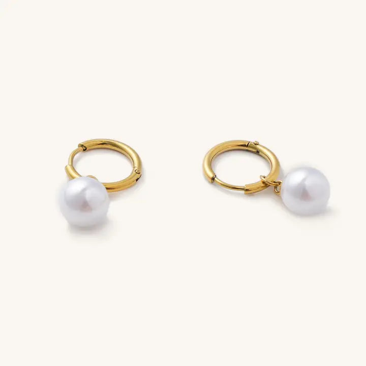 Nikki Smith Florence Gold Pearl Hoop Huggies