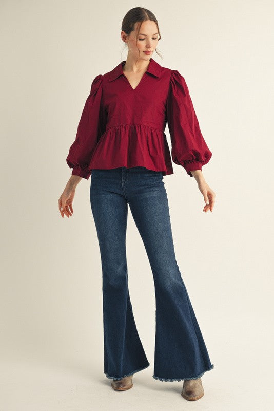 The Susan Top - Burgundy