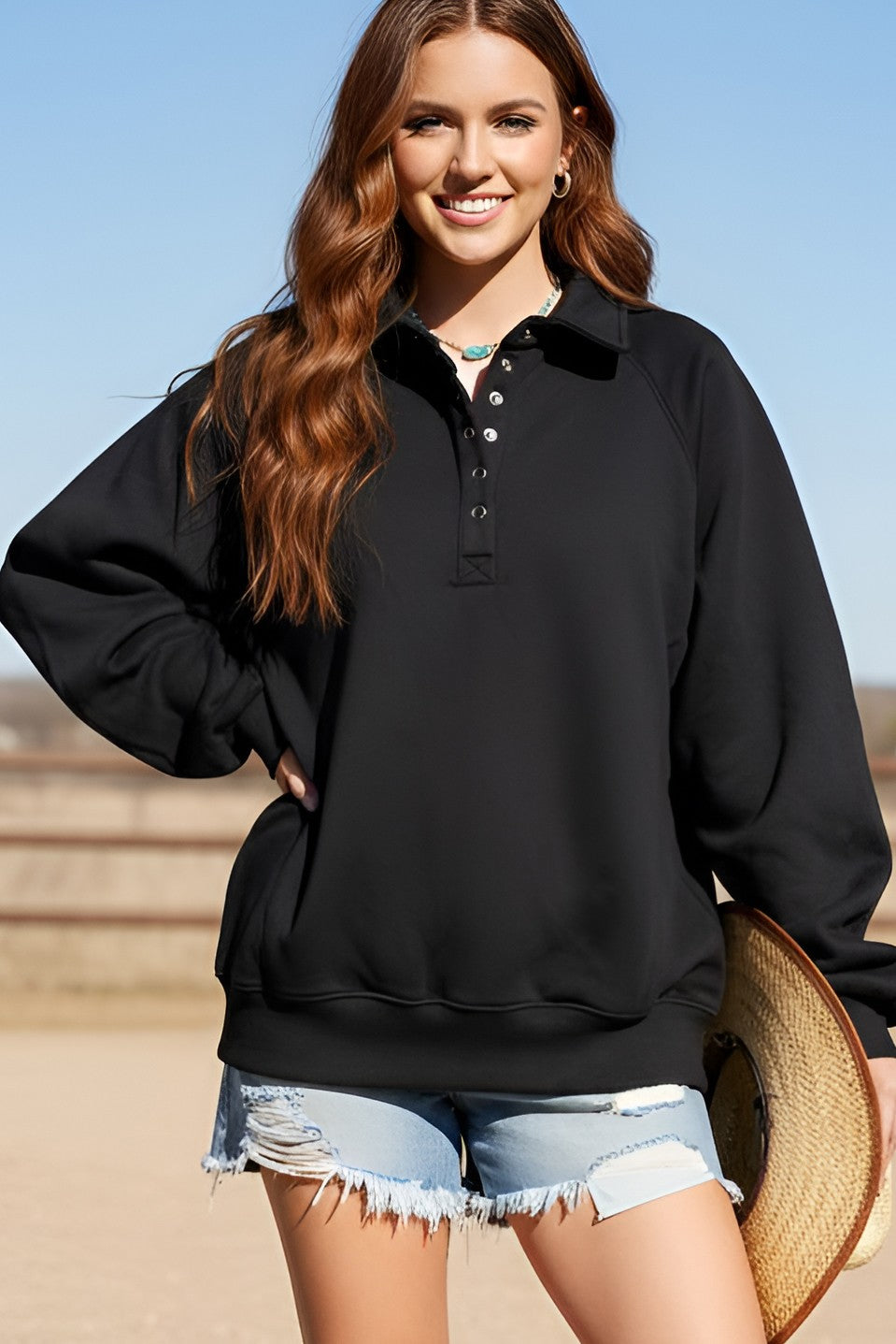 Staying Warm Fleece Sweater - Black