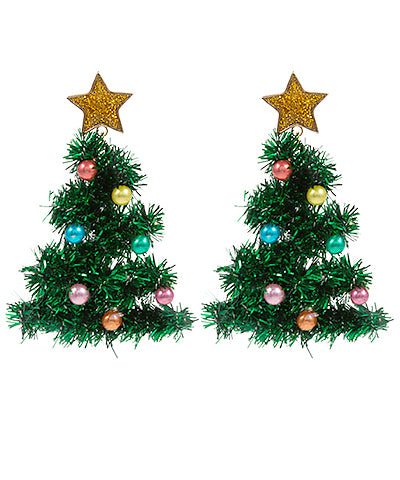 Tinsel Christmas Tree Earrings