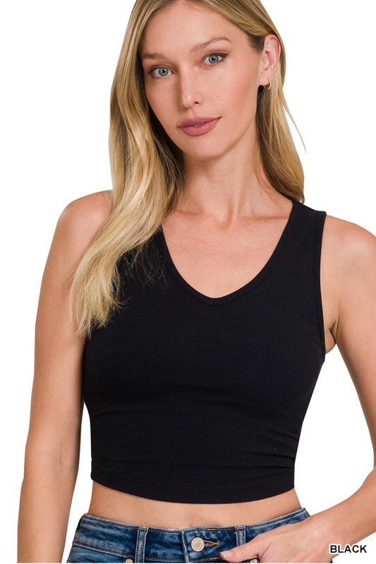 The Essential Cropped V-Neck Tank
