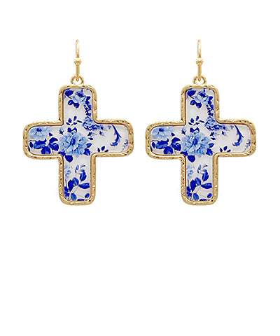 Toile Cross Earrings