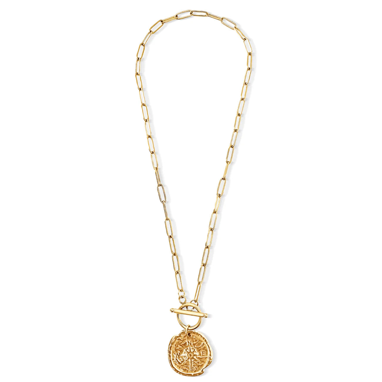 Ellie Vail Asher Compass Pendant Toggle Chain Necklace
