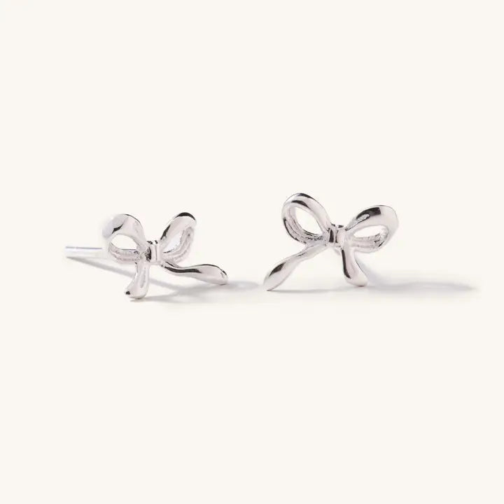 Nikki Smith Silver Dainty Bow Studs