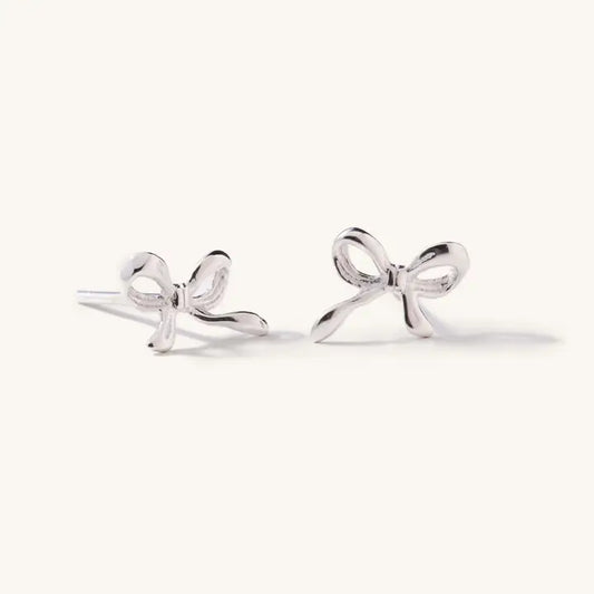 Nikki Smith Silver Dainty Bow Studs