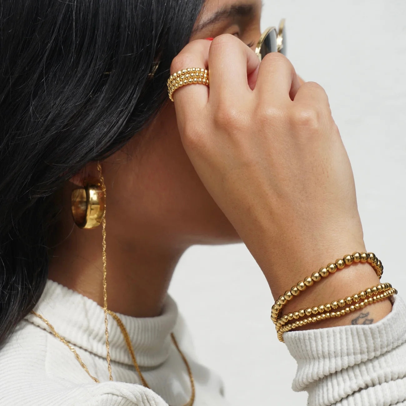 Ellie Vail Lucia Beaded Triple Ring Set