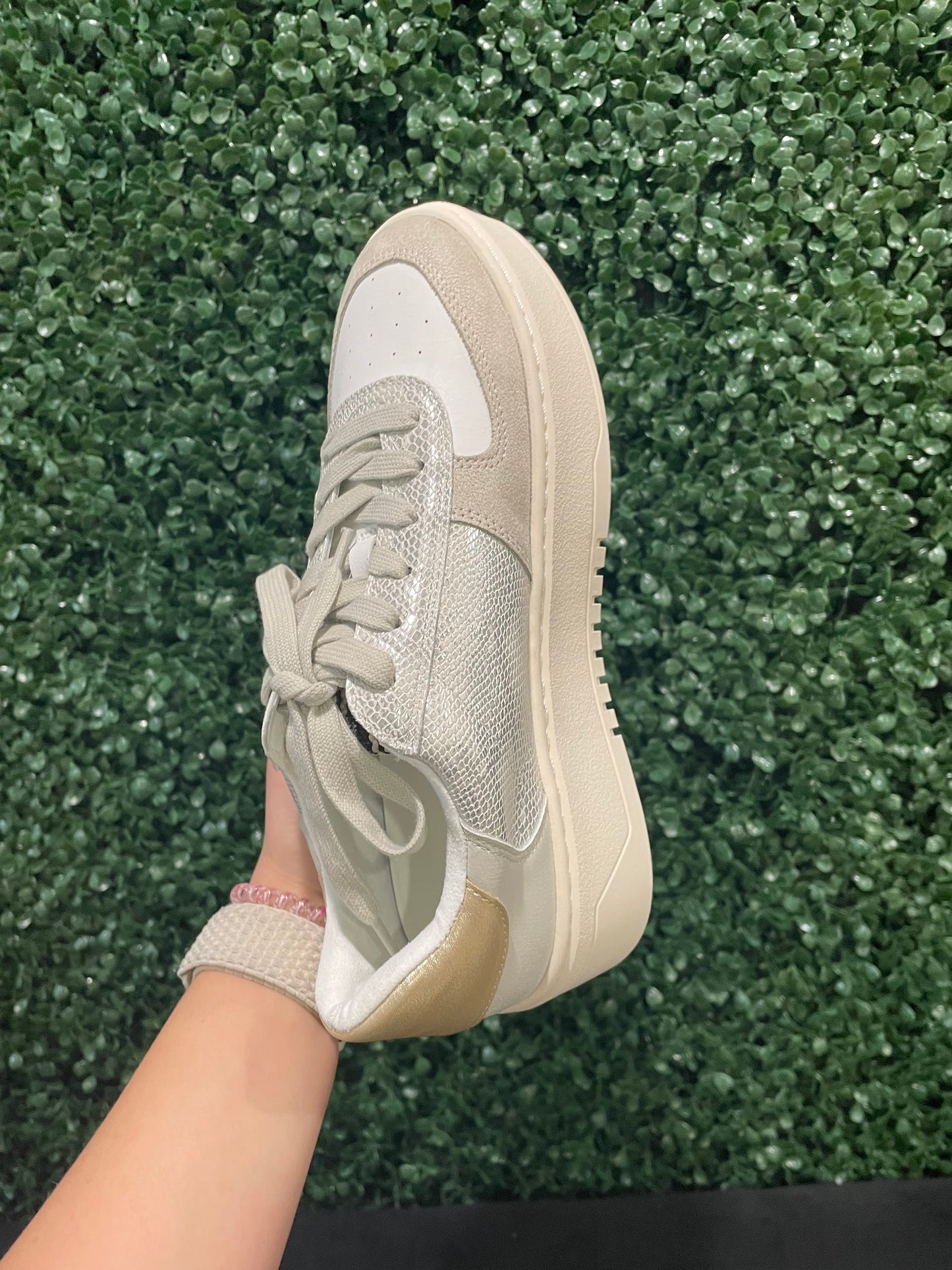 Shushop Silver Snake Sneakers