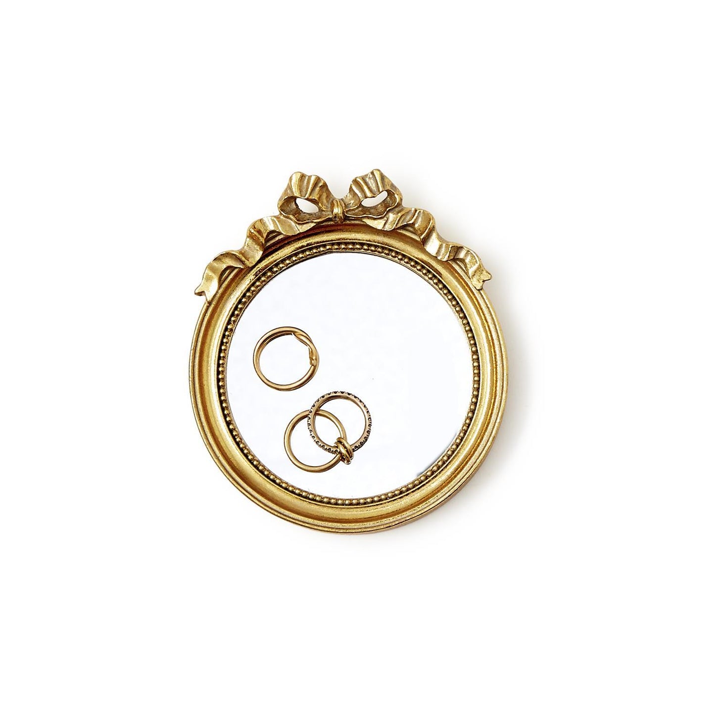 Round Mirror Bow Trinket Tray