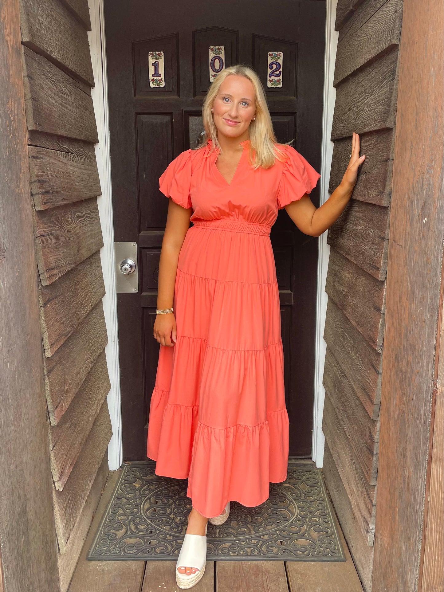 The Kelsey Dress - Coral Peach