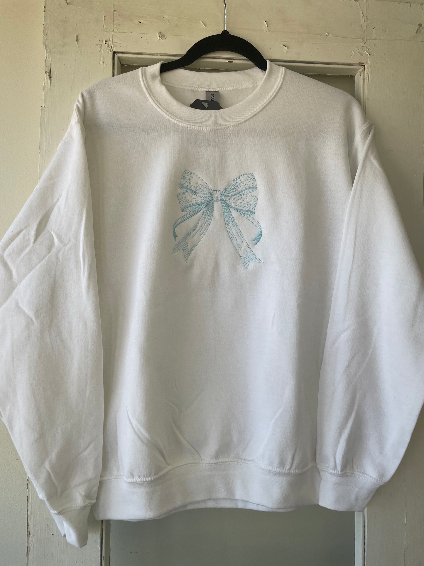 Blue Bow Embroidered Crewneck