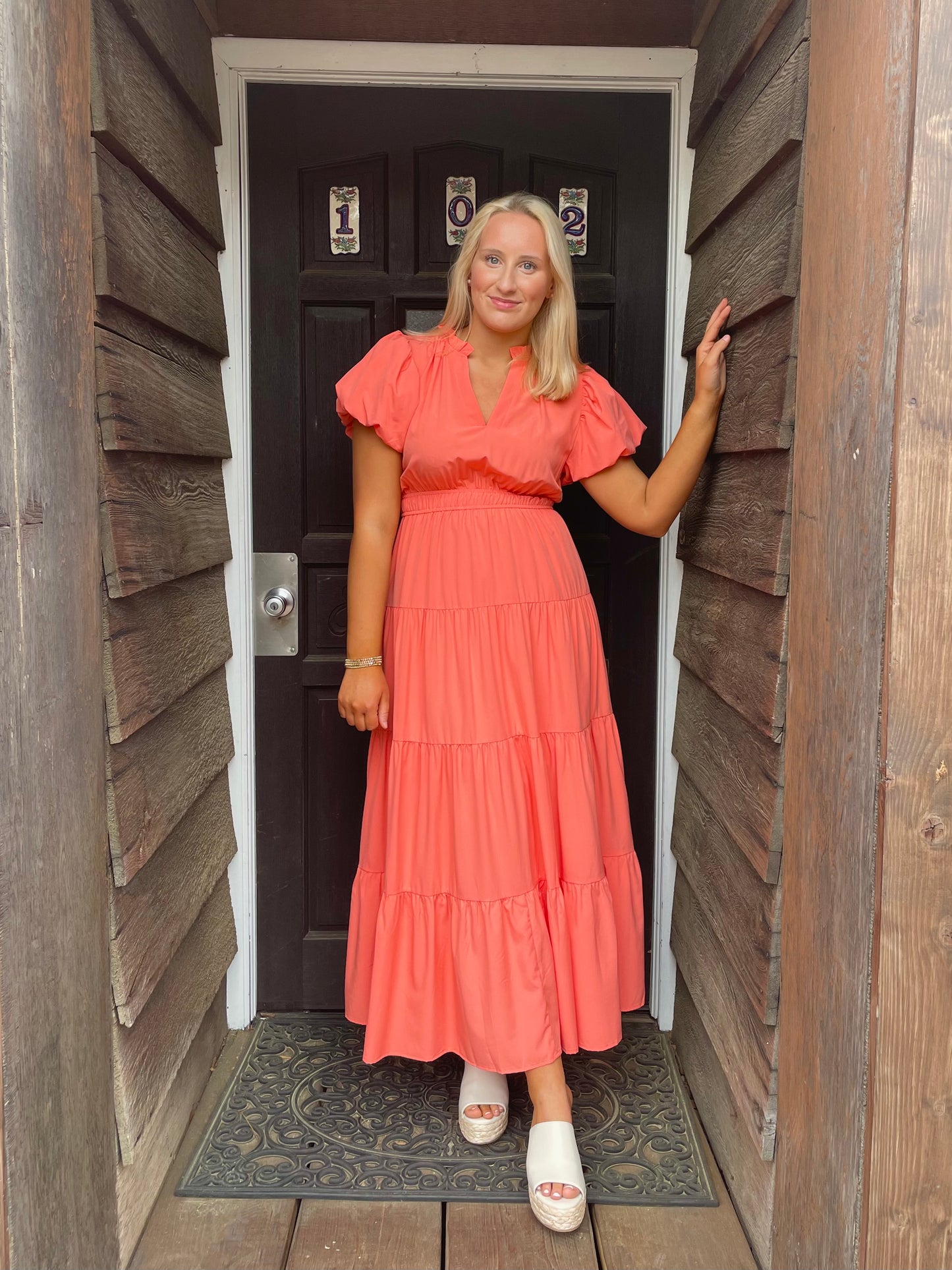 The Kelsey Dress - Coral Peach