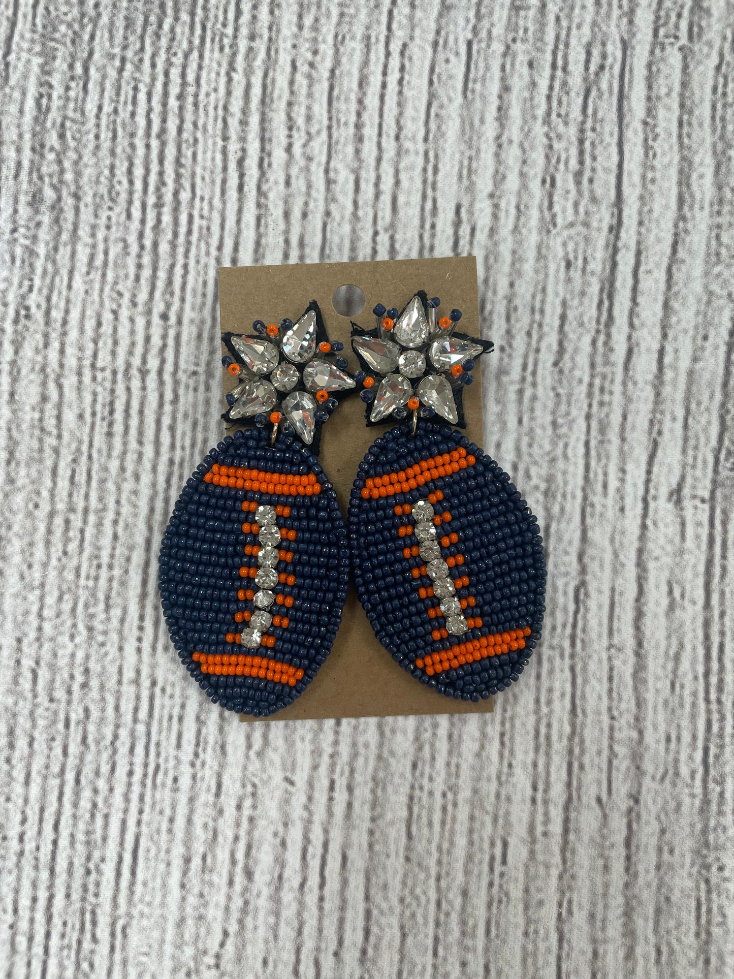 Beaded Football Earrings - Navy
