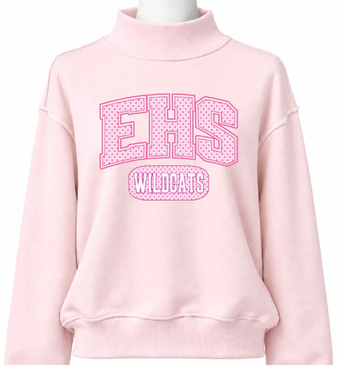 EHS Wildcats Pink Polka Dot Mock Neck