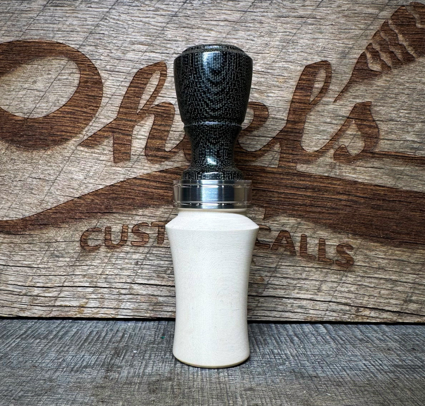 Chief's Custom Calls Banded Duck Call- Black & White Wood