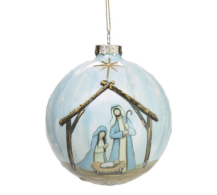 Glass Holy Family Ornament