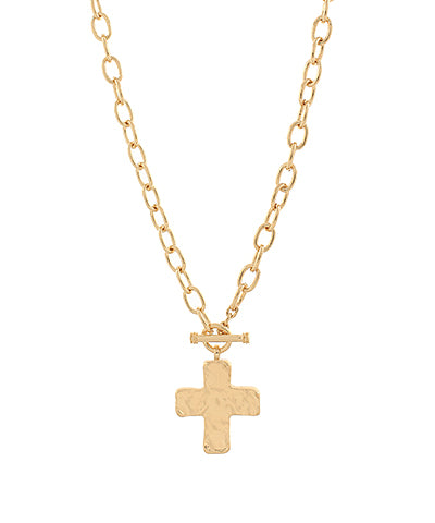 Hammered Cross Necklace