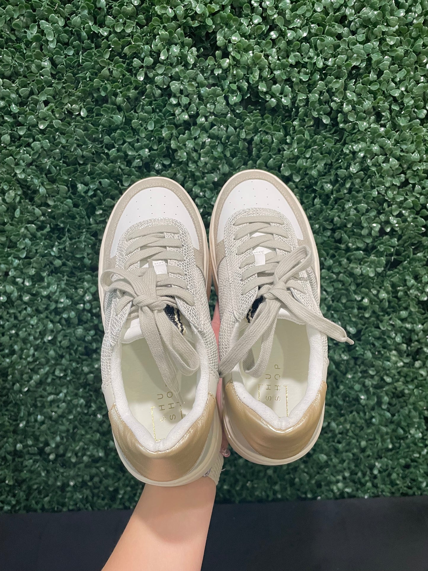 Shushop Silver Snake Sneakers