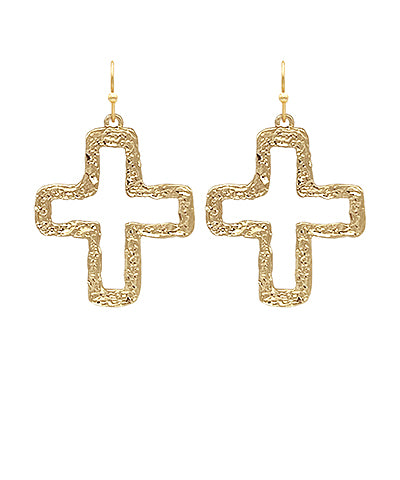 Vintage Gold Cross Cutout Earrings