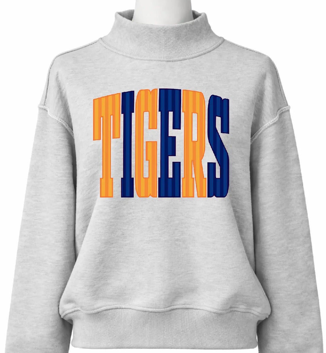 TIGERS Stripe Mock Neck - Grey