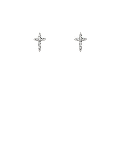 Crystal Stud Cross Earrings