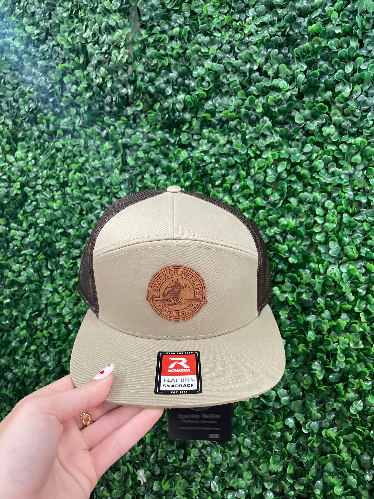 Speckle Bellies Circle Logo Leather Patch - Khaki