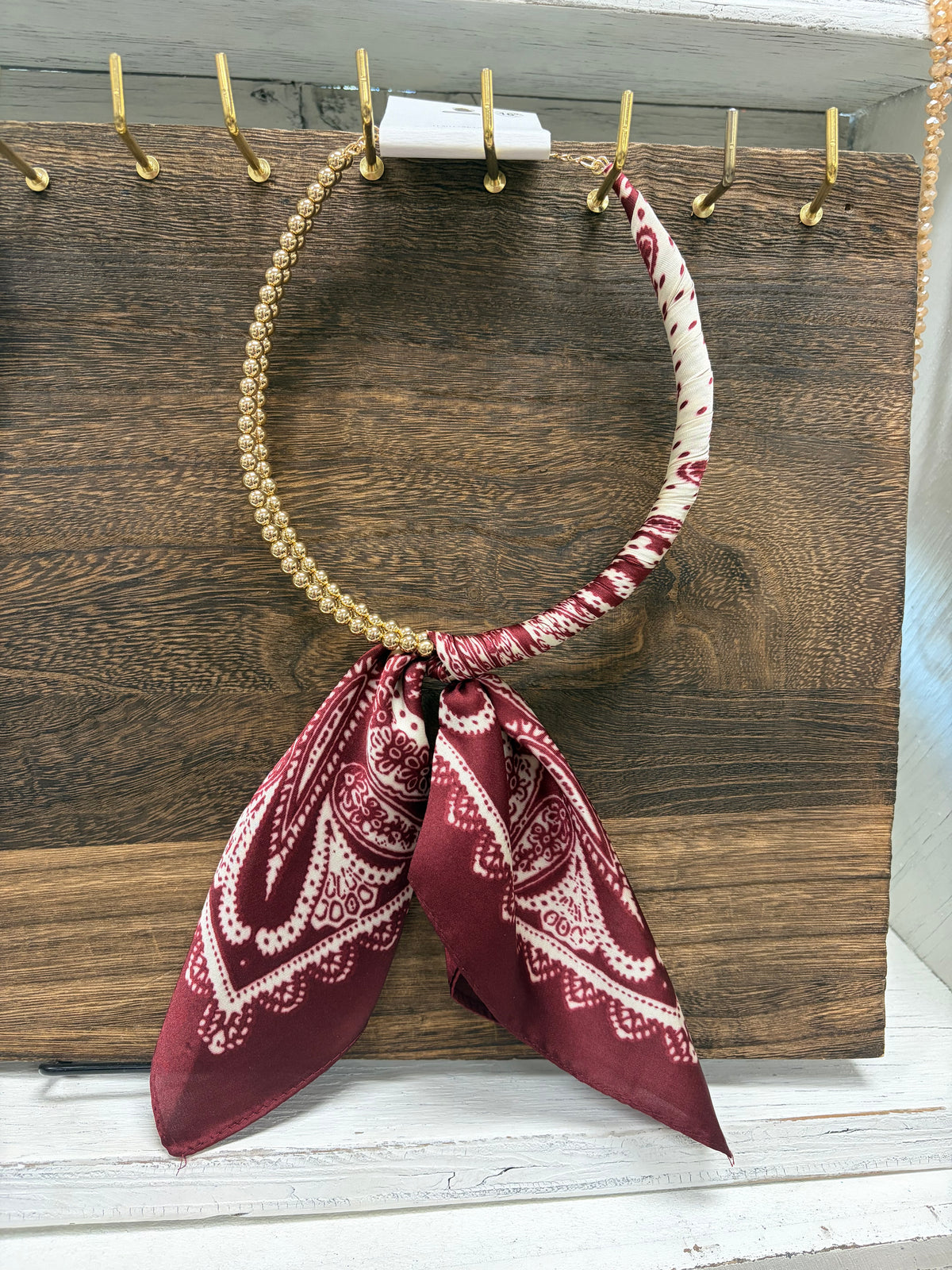 Scarf Necklace - Burgundy