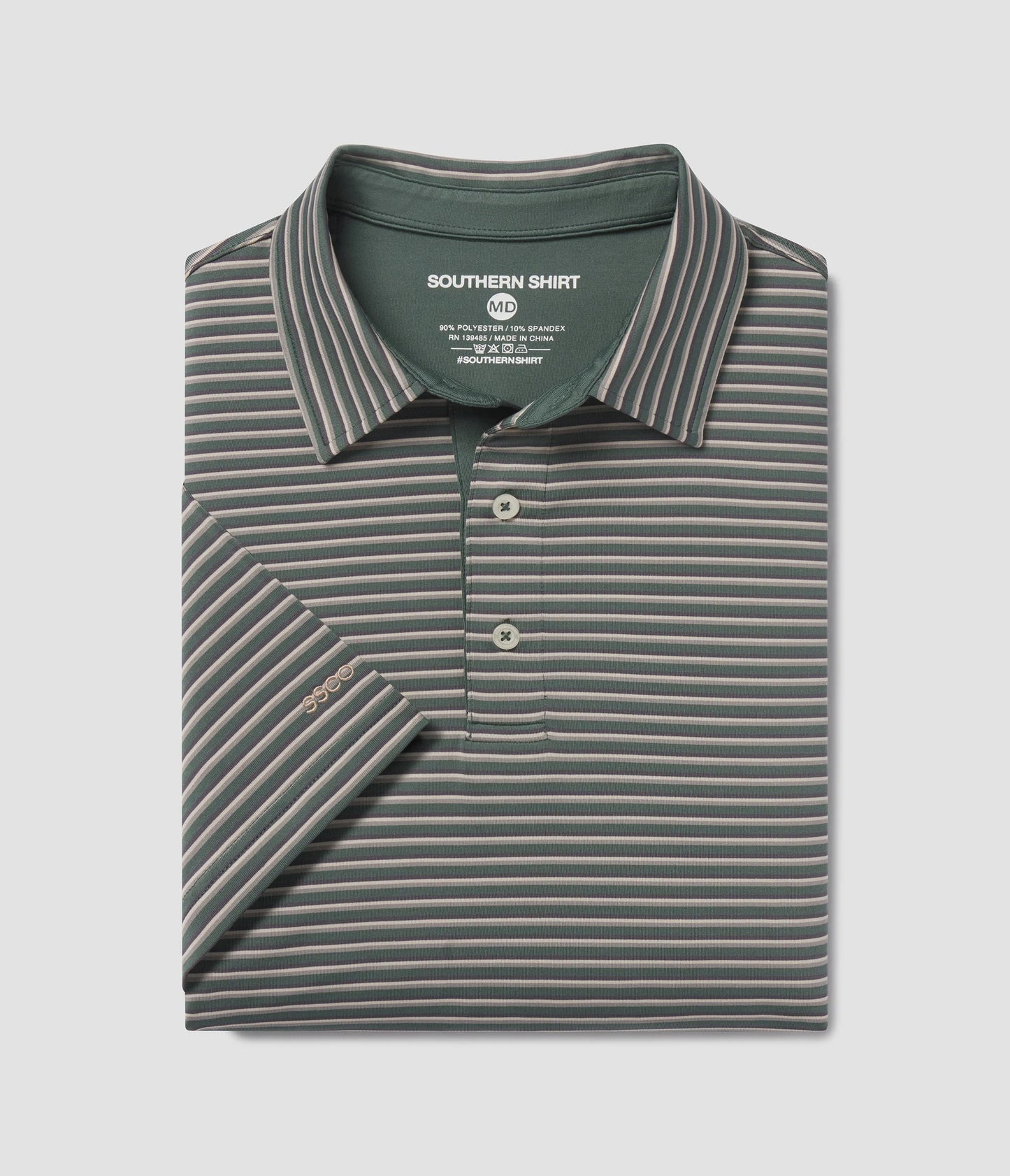 Crestline Stripe Polo - Dark Forest