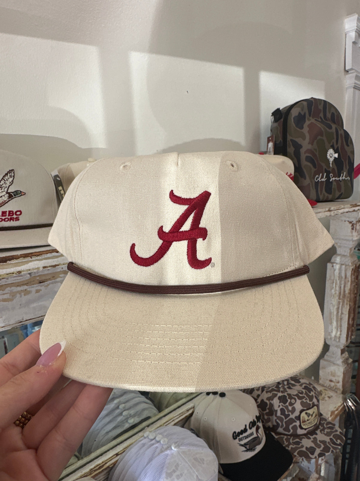 Speckle Bellies Alabama Cream Script A Puff Hat