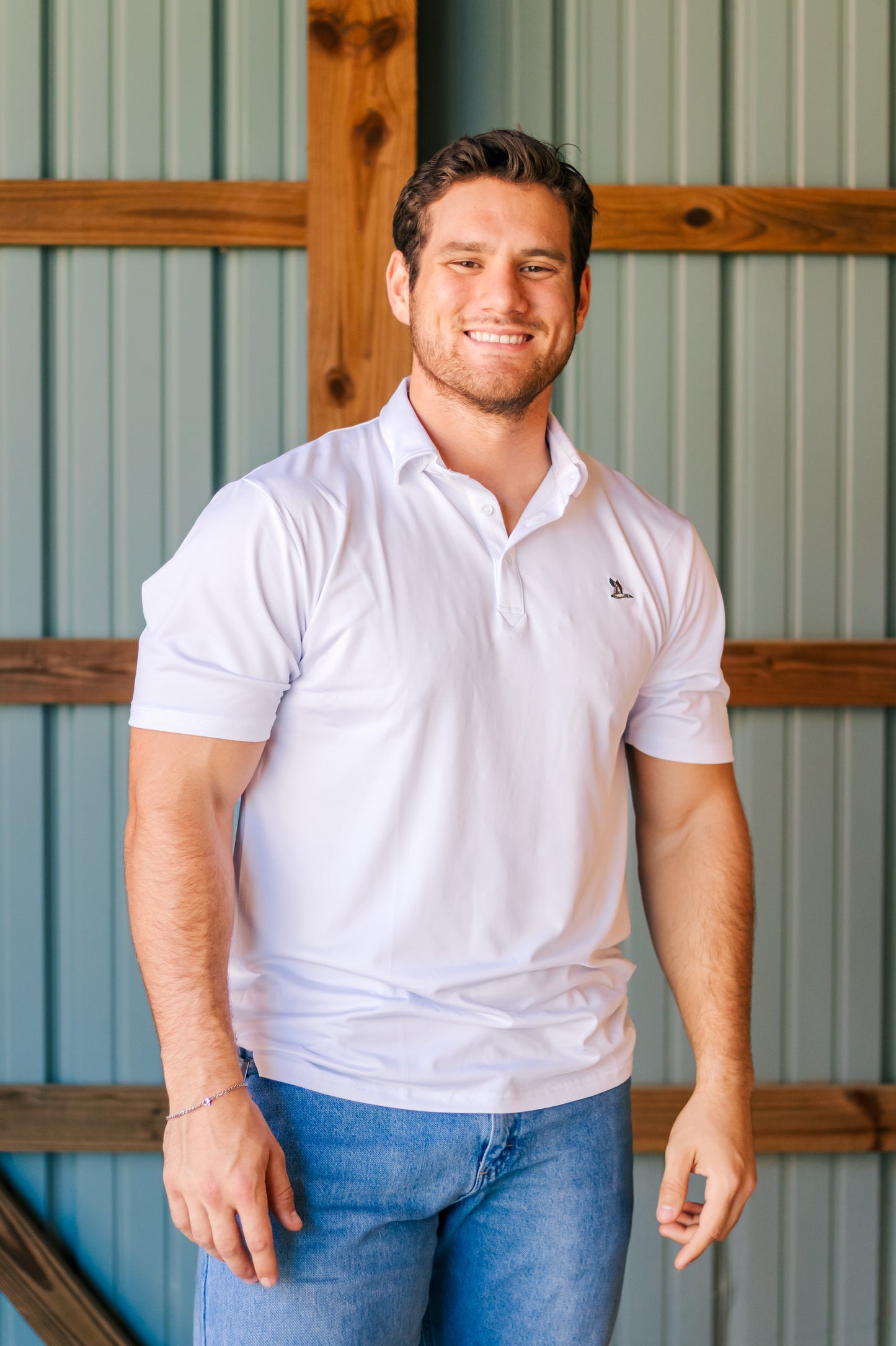 Roost Solid Polo - White