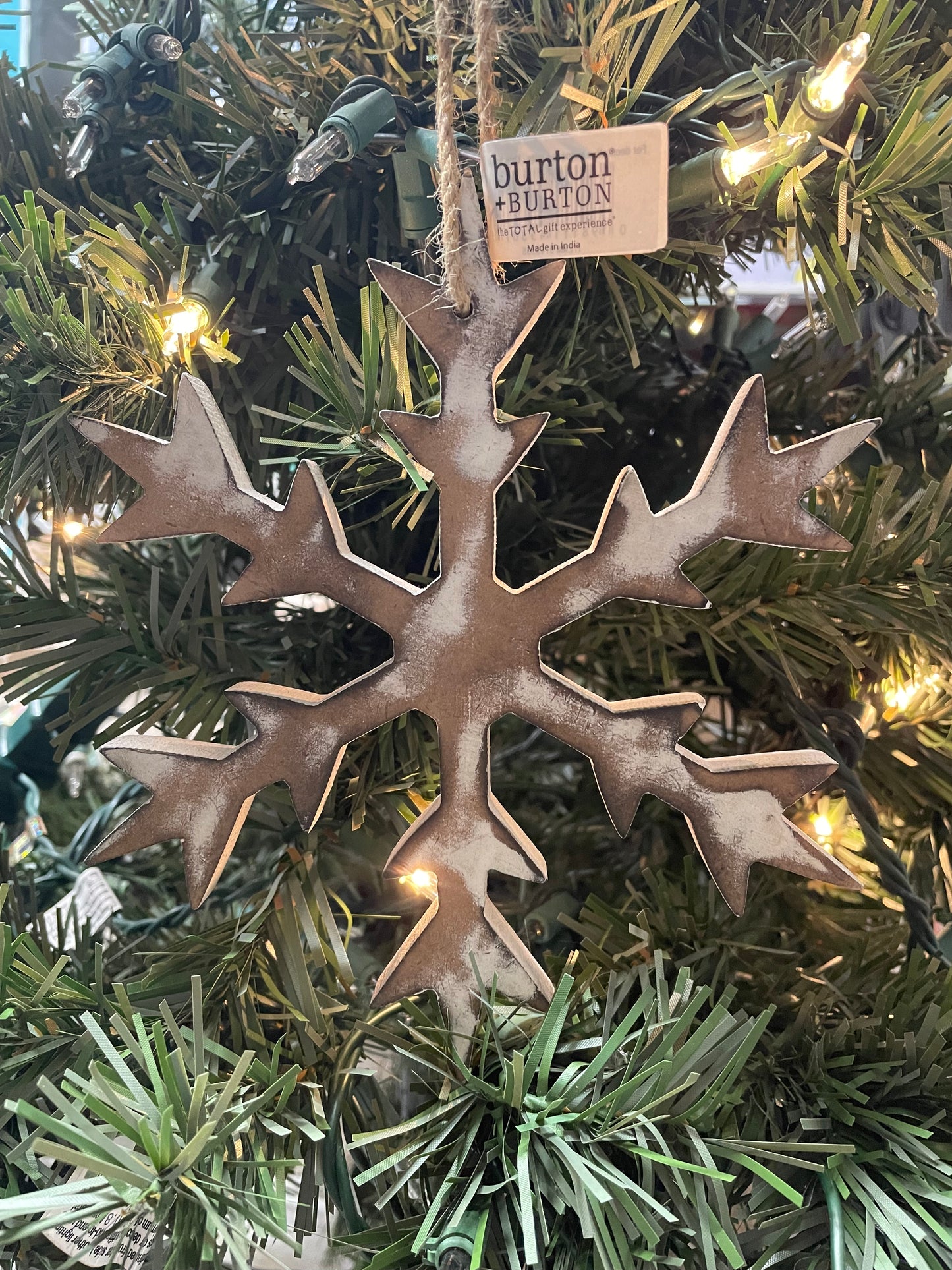 Whitewashed Wooden Snowflake Ornaments