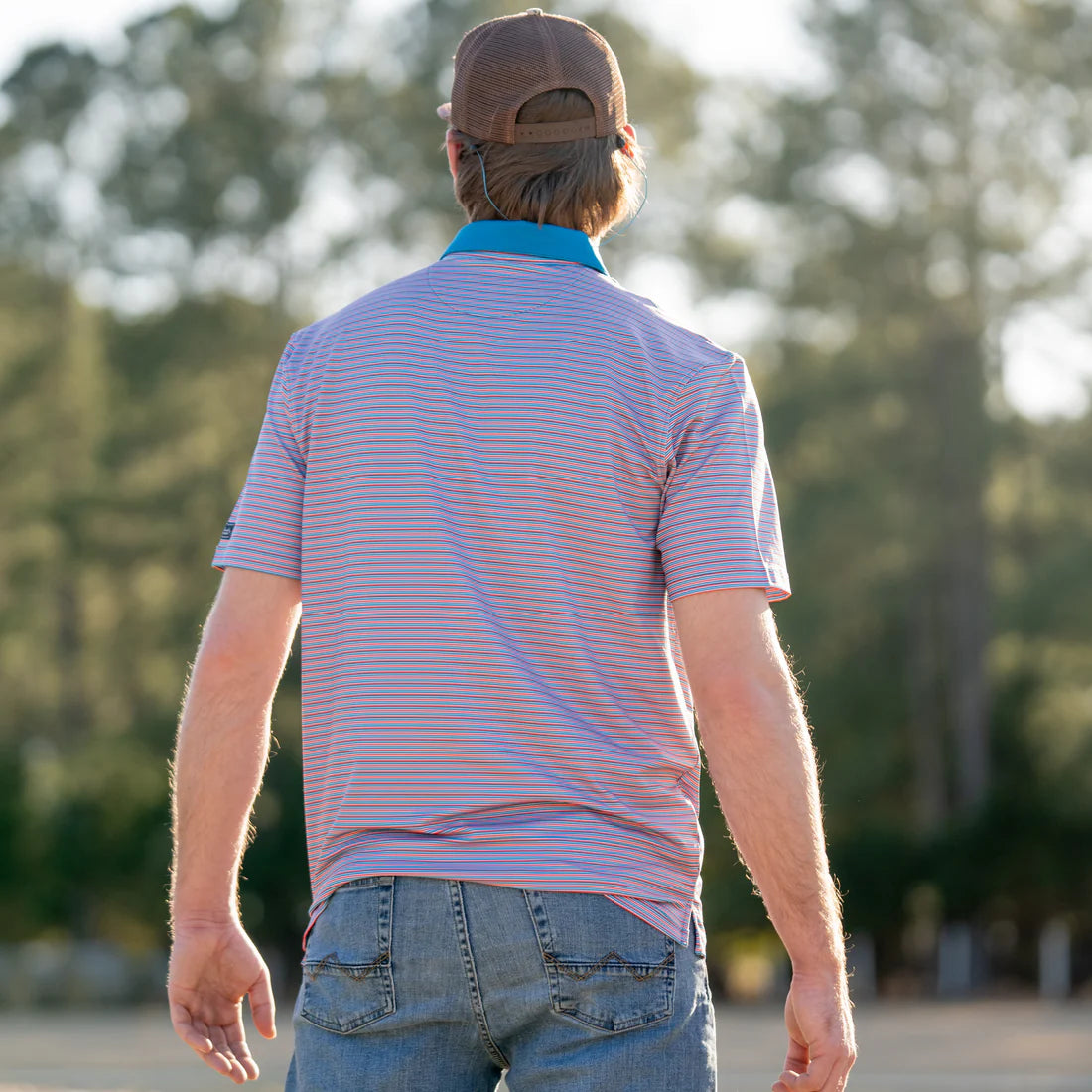 Old South Rusty Microstripe Performance Polo