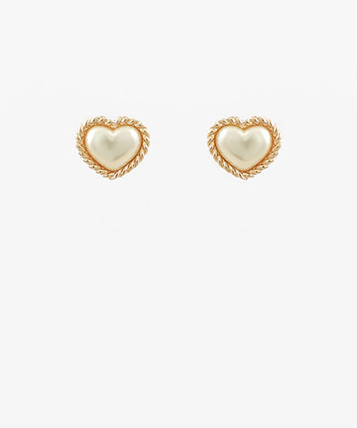 Pearl and Gold Heart Studs