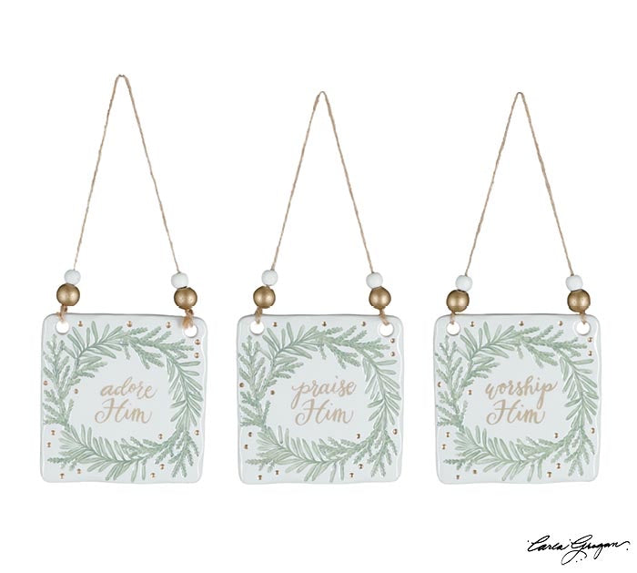 Ceramic Wreath Message Ornament