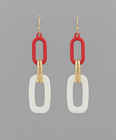 Gameday Link Earrings, Red/White