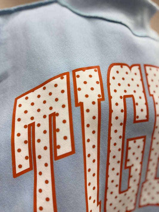 TIGERS Polka Dot Mock Neck - Light Blue