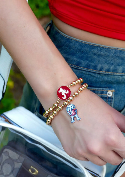 Alabama Crimson Tide Bead Bracelet Set of 2