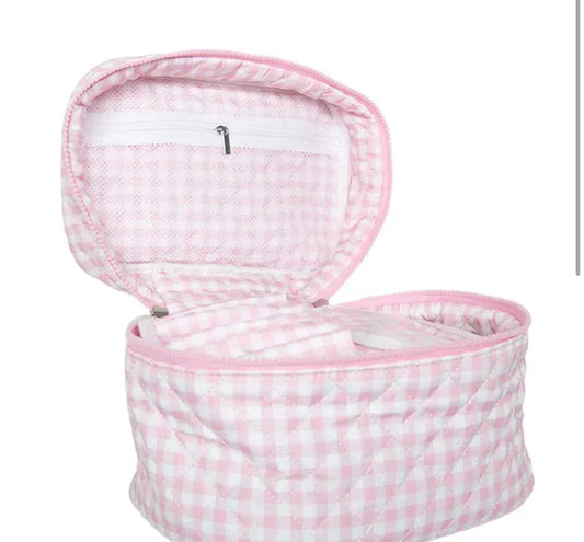 Light Pink Plaid Makeup Bag