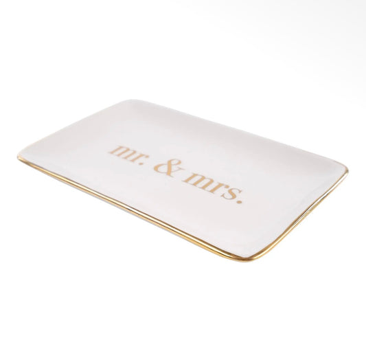 Gold Mr. & Mrs. Trinket Tray