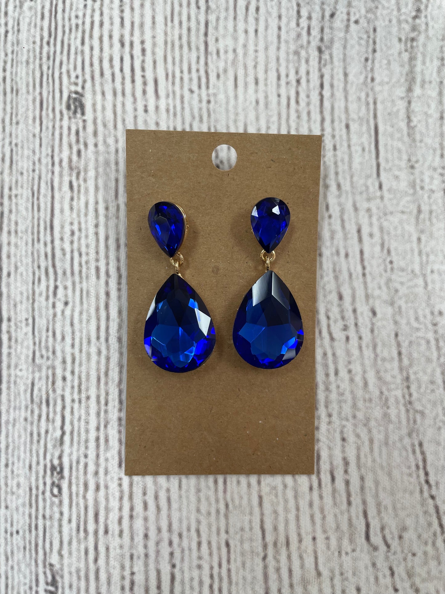 Formal Earrings Blue Small Double Teardrop