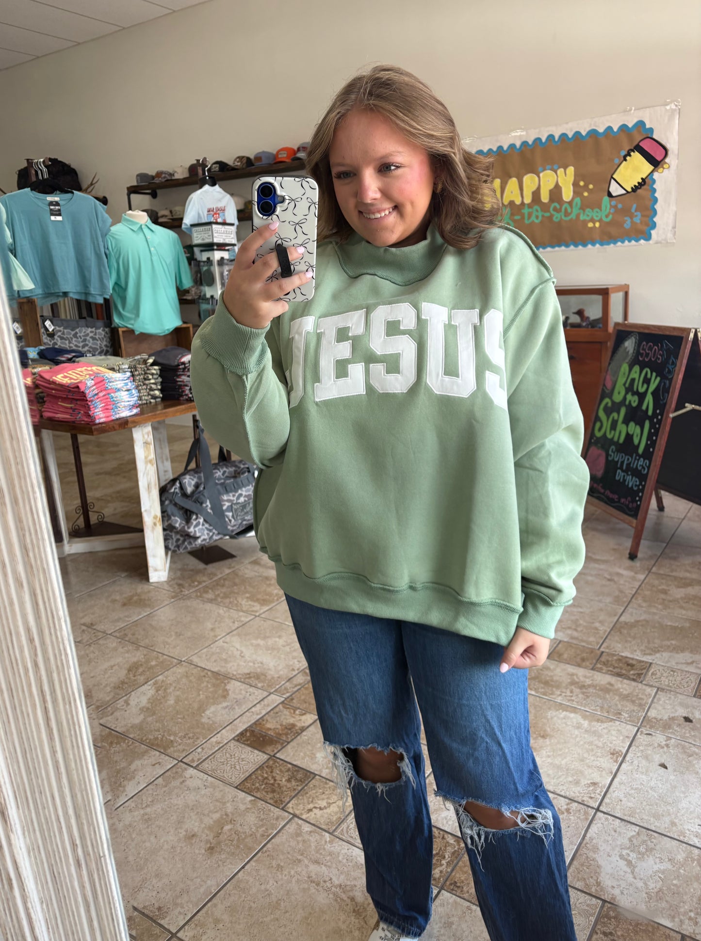 JESUS Mock Neck - Sage