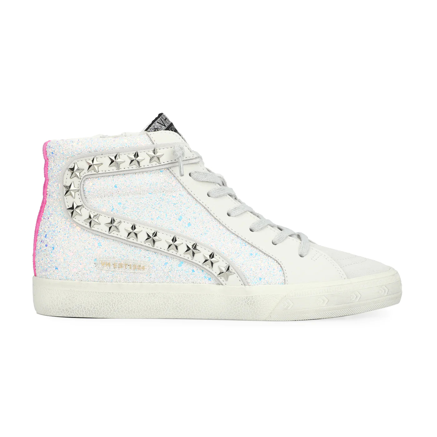 Vintage Havana Gadol High White Glitter Neon Pink Sneaker