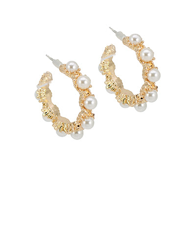 Studded Pearl Open Hoops