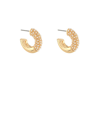 Dotted Pearl Open Hoops