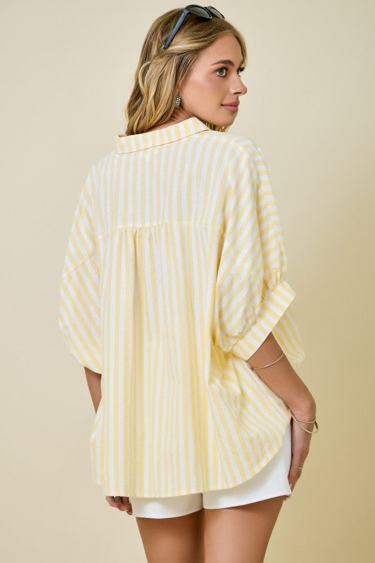 Sailing Sunsets Oversized Top - Yellow