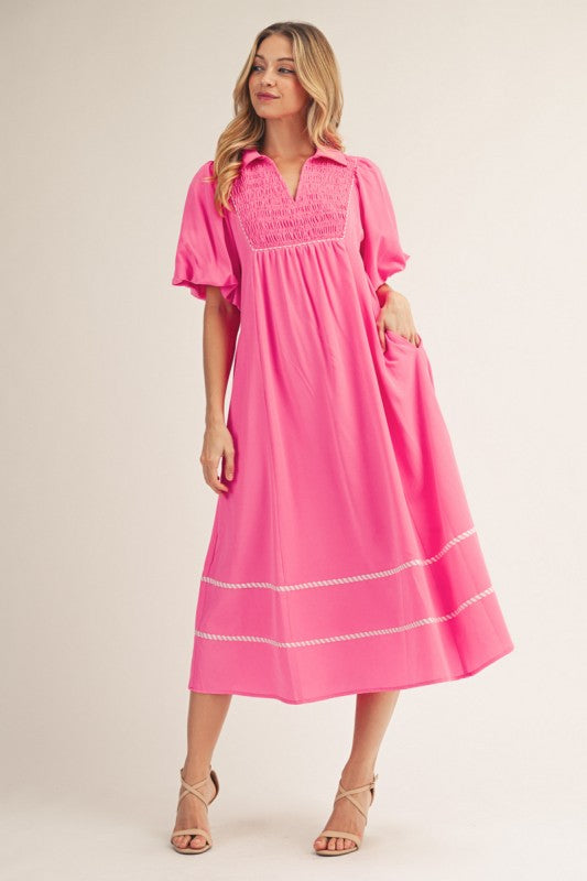 Cute & Classy Midi Dress - Pink