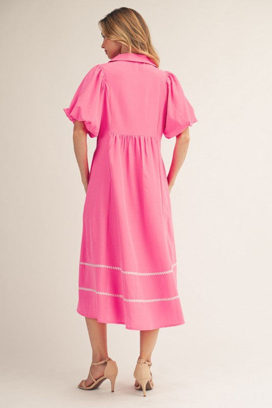 Cute & Classy Midi Dress - Pink