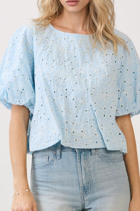 Lucky Girl Top - Baby Blue