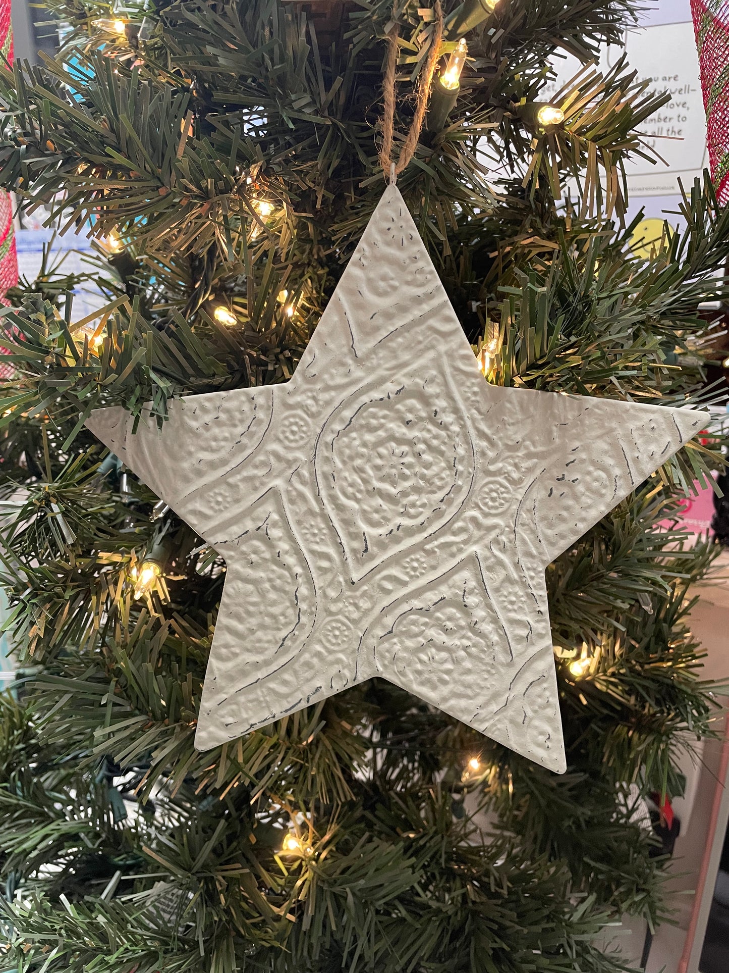 Tin White Star Ornament